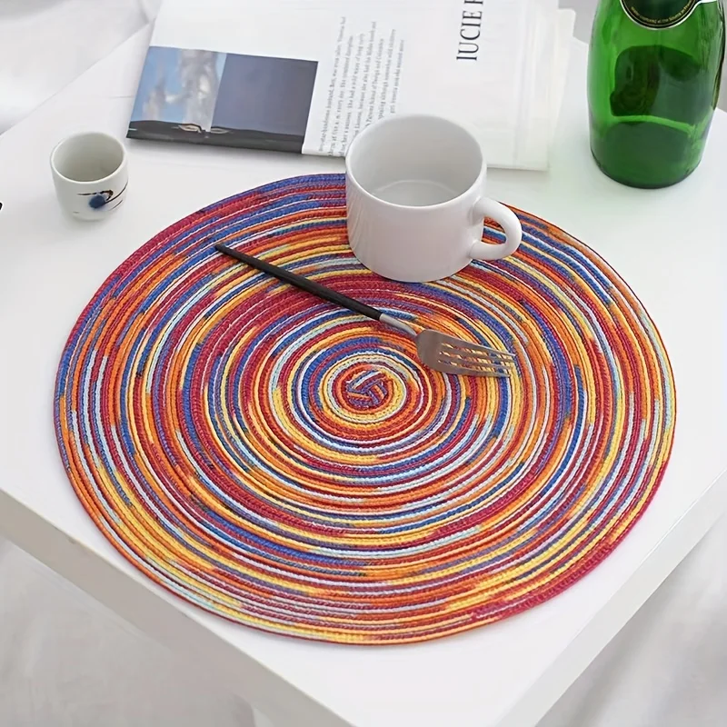 VIKAMA 4/6/8/10 PCS Round Table Mat, Tableware Mat, Coffee Mat, Anti-slip Mat, Coaster, Home Dining Table Decorations