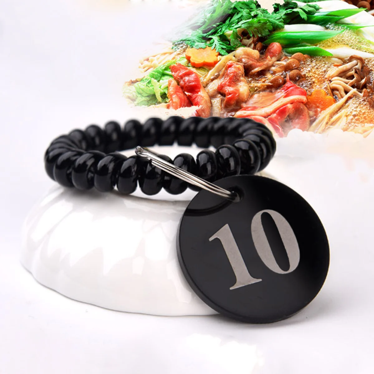 

50Pcs Number Tag Rings Acrylic Round Hollow Key Tags for Hotel Supermarket Restaurant Counters Management Black Color