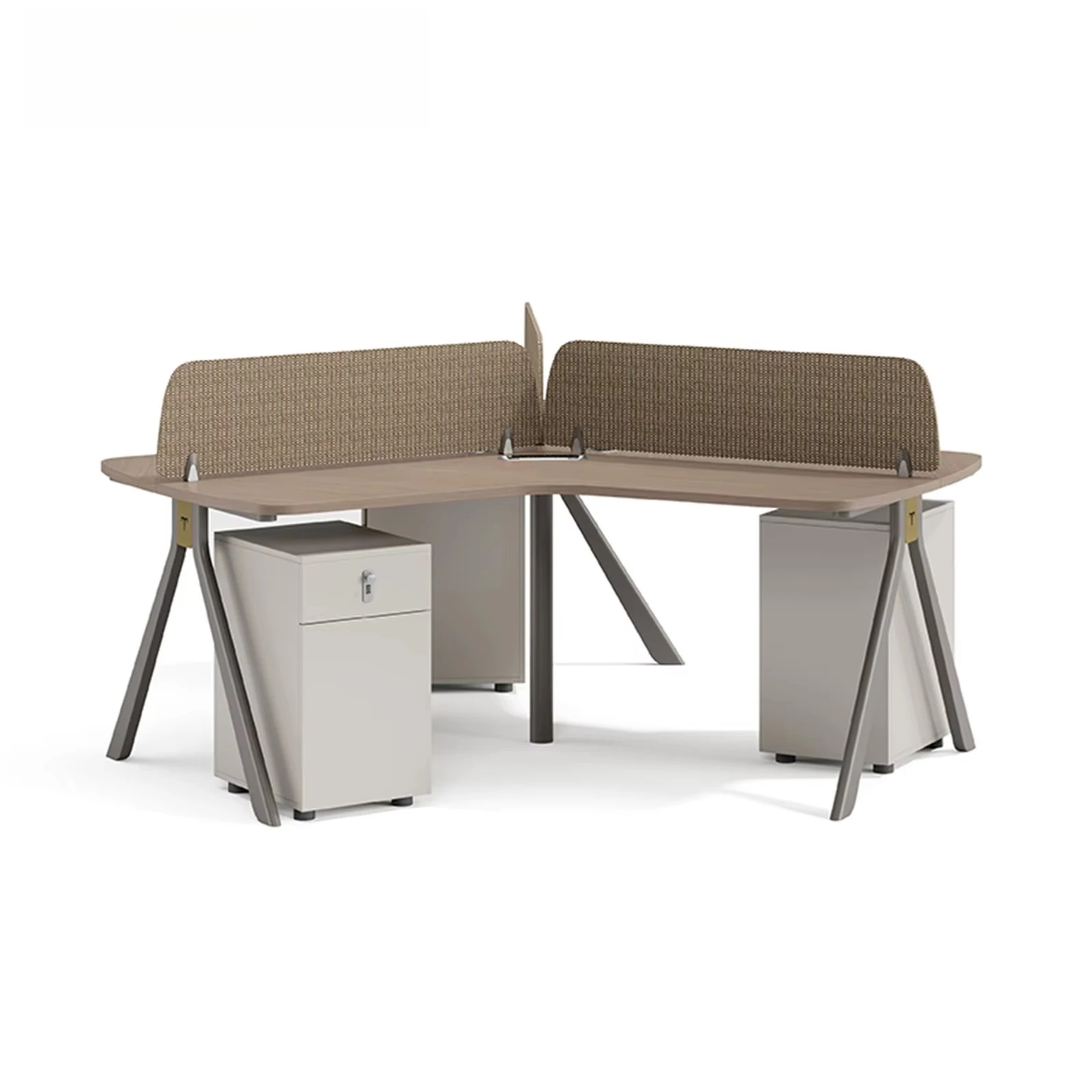 @`Ergonomic Convertible Seater New Office Computer Cubicle Partition Workstation Contemporary Wood Desks with Easy Assembly