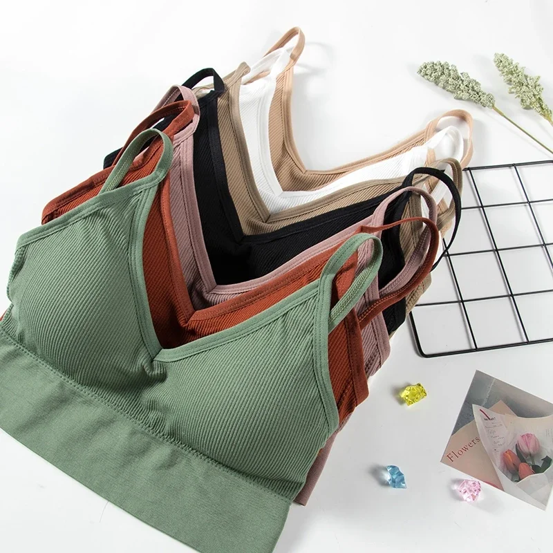 

Sexy Tank Top Women's Backless Strap Camisole Rib Padded Lingerie New Summer Lounge Tube Tops Female Beautiful Back Crop Top