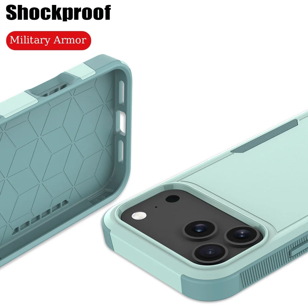 

Прочный противоударный чехол в стиле милитари для iPhone 17, Air 16E, 15, 14, Plus, 13, 12, 11 Pro Max, практичный гибридный бронированный чехол с защитой от падения