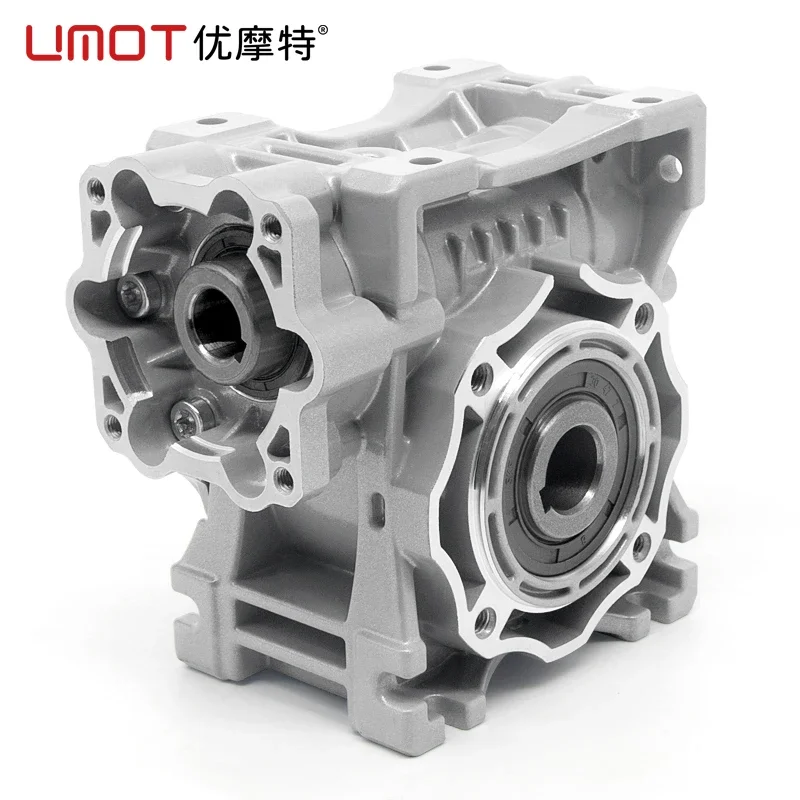 Umot High Precision 60mm Flange Worm Gearbox for 200w/400w Servo Motor Ratio 1:5-1:100 Torque 5-38Nm CNC Worm Box Speed Reducer