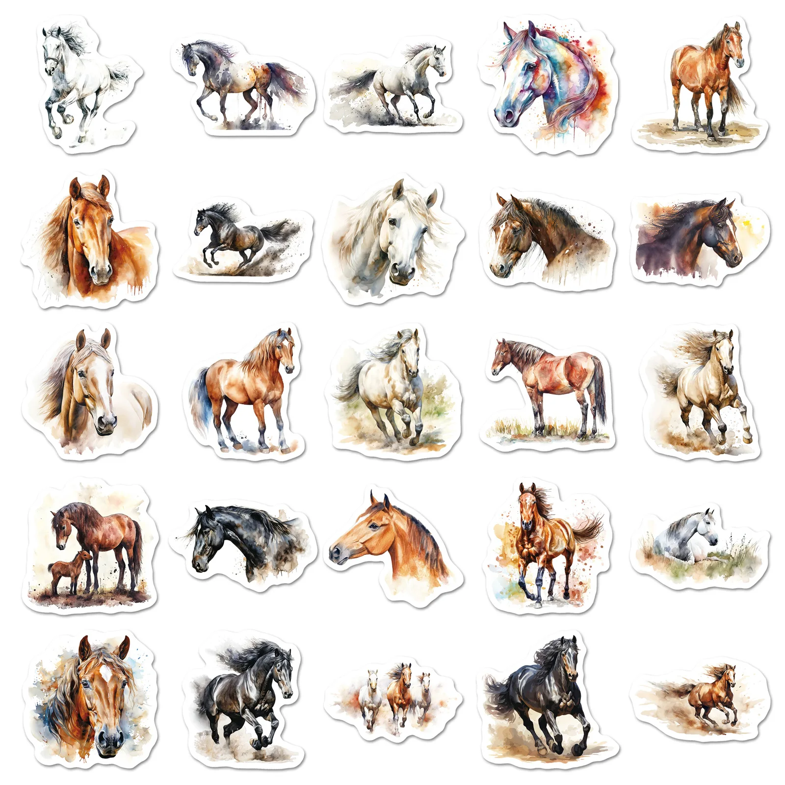 10/50PCS Cartoon Animal Horse Ink Style Graffiti Stickers Creative Decorative Pencil Box Helmet Suitcase Scrapbook Decal Toy