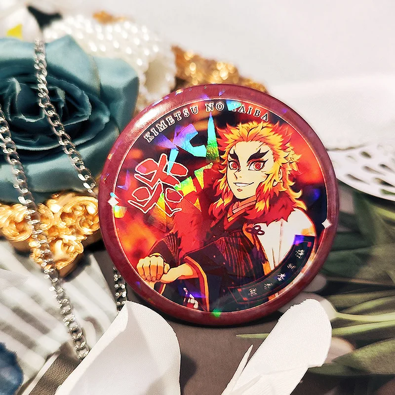 Demon Slayer Baji อุปกรณ์ต่อพ่วง Badge คอสเพลย์ Zenitsu Tanjiro Inosuke ของสะสมภาพยนตร์ Replica Anjuro Tengen แผ่นเหล็กดีบุก Badge อะนิเมะ