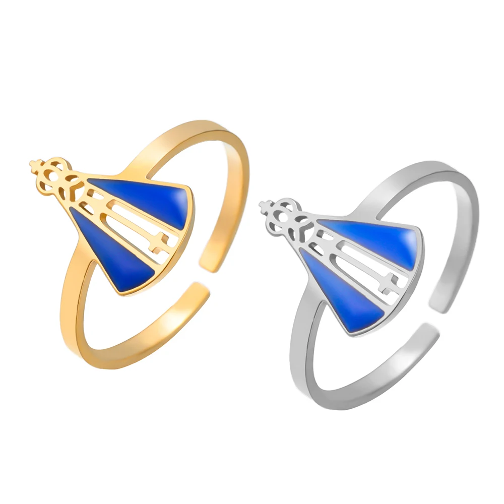 Our Lady of Aparecida Ring Stainless Steel Women Adjustable Rings Patroness of Brazil Catholic Christian Faith Gift Jewelry