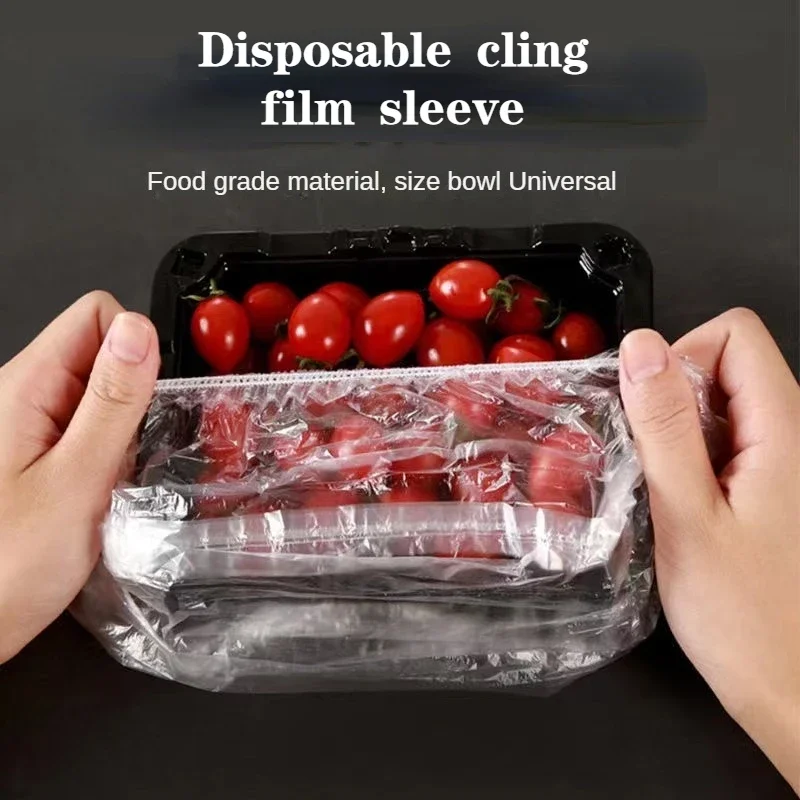 Disposable Food Cover Plastic Wrap Elastic Food Lids For Fruit Bowls Cups Caps Storage Kitchen Fresh Keeping Bag Cups Cap