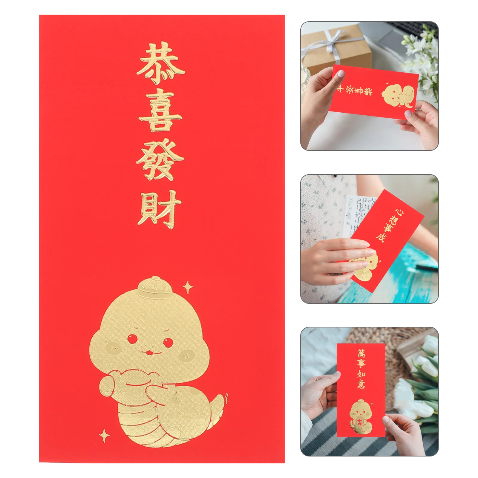 

30pcs Chinese Red Envelopes Year Of The Snake Lunar New Year Red Envelopes Lucky Money Red Packets Hong Bao With 6 Cute Gold