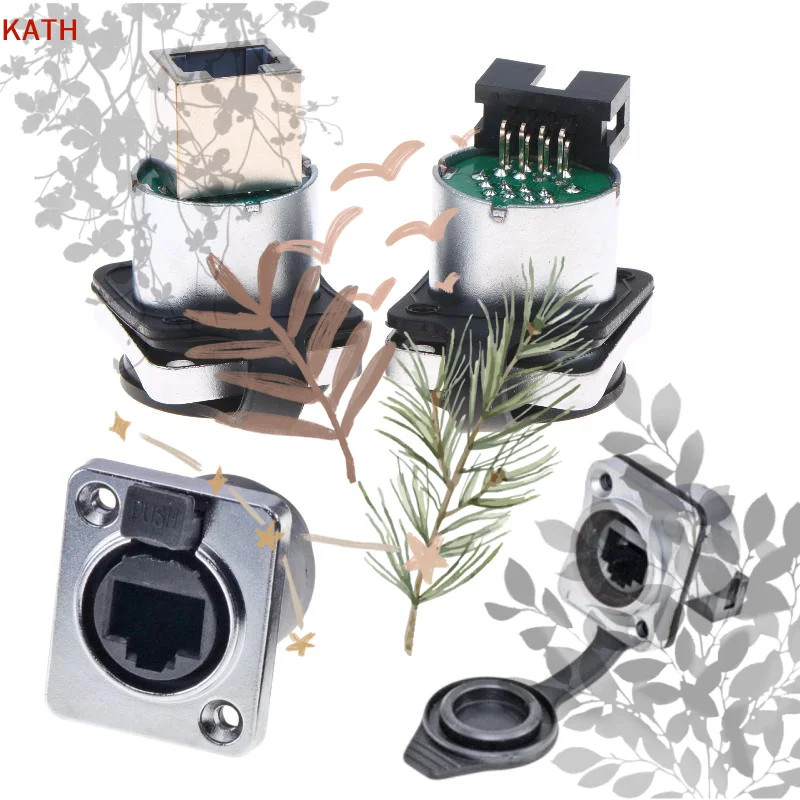 8P8C Waterproof NE8FDP NE8FDE Network Connectors: 1Pcs RJ45 Panel Mount D Type Secure Data Transmission