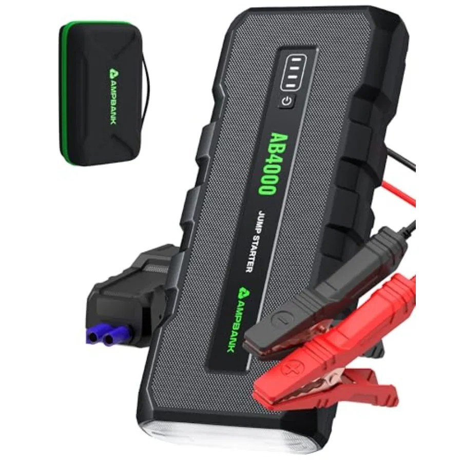 

4000A Jump Starter 12V Портативный автомобильный аккумулятор с быстровым зарядным устройством мощностью 18 Вт поддерживает газовые и дизельные двигатели емкостью 8 л.