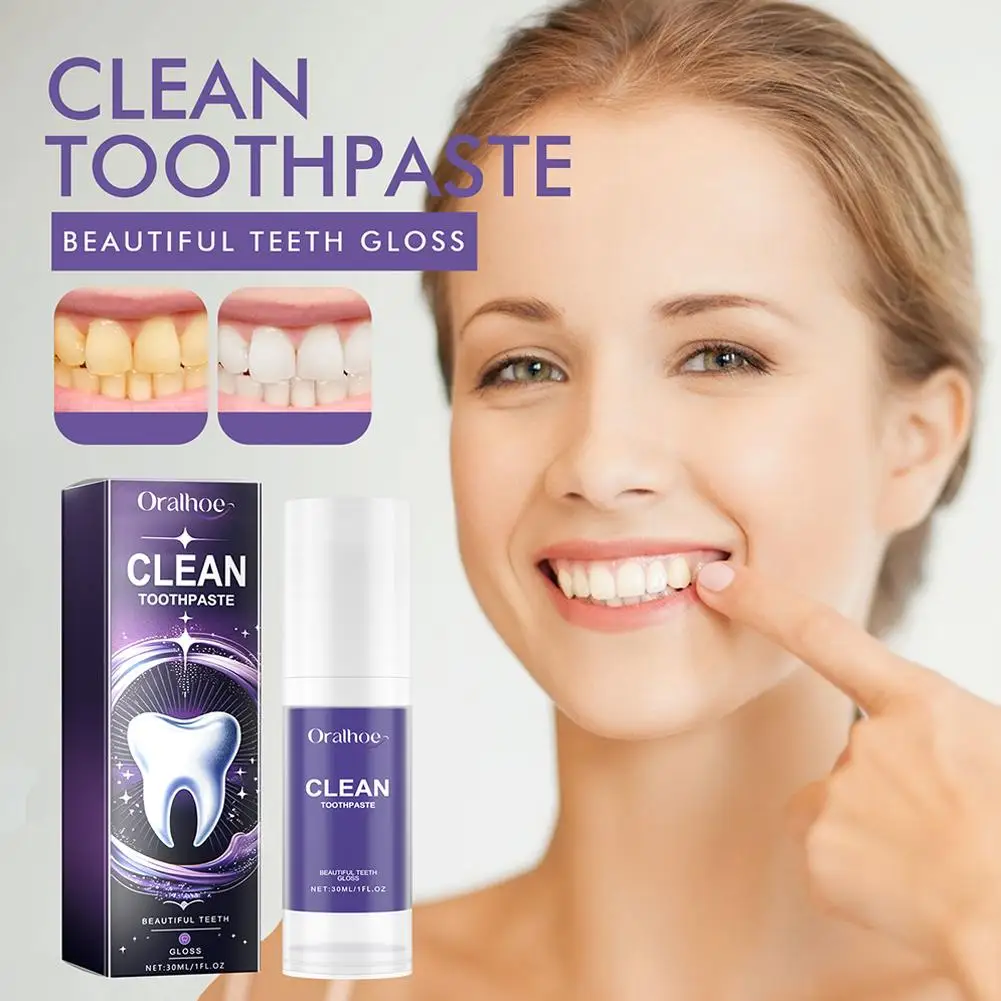 Teeth Whitening Purple Toothpaste Remove Teeth Stain Essence Brightening Color Care Fresh Mousse Corrector Whitening Oral