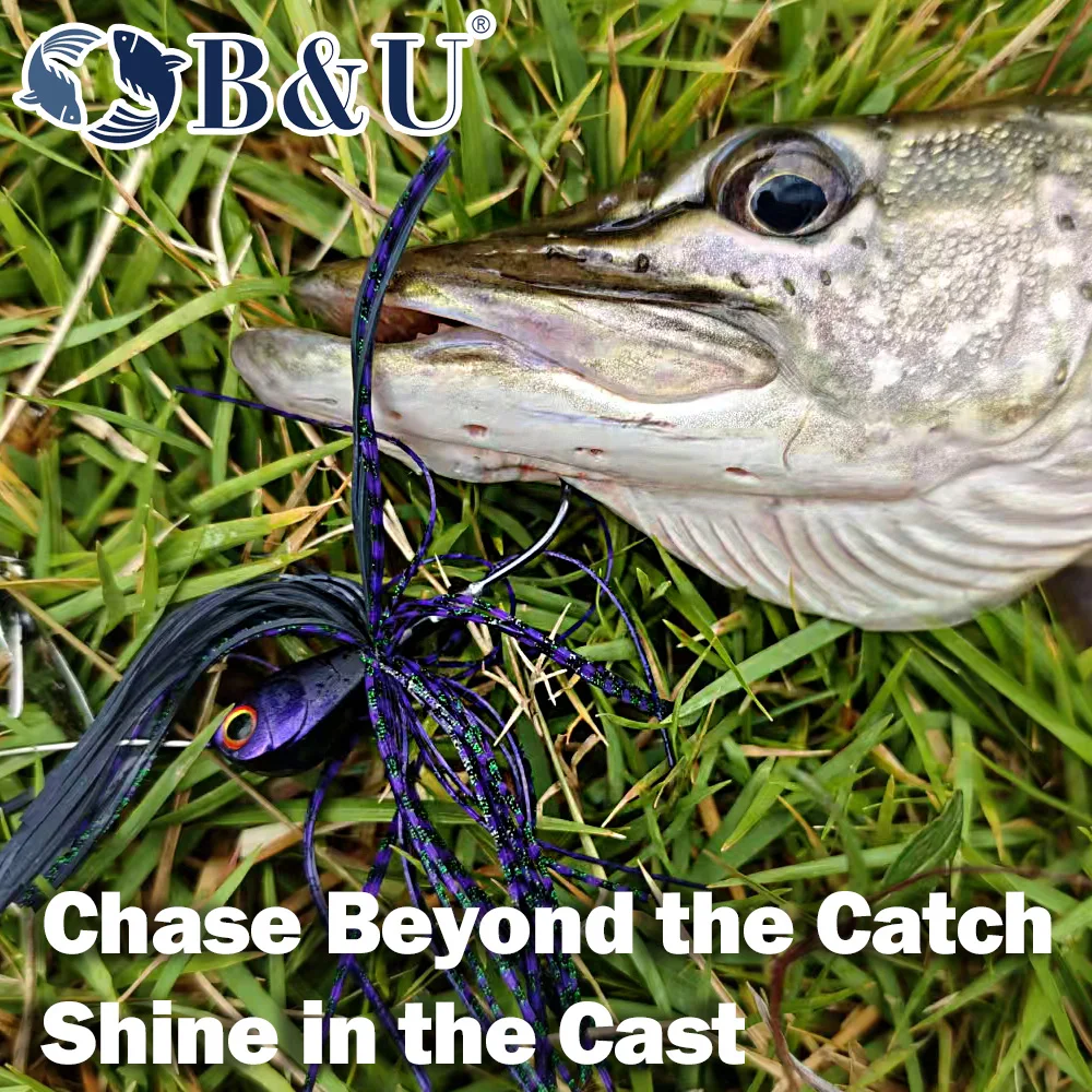 B&U شفرة معدنية الصيد إغراء سبينيربايت تنورة ملونة ، المياه العذبة المياه المالحة باس بايك الطعم الثابت سبينر الطعم للأسماك المفترسة #6