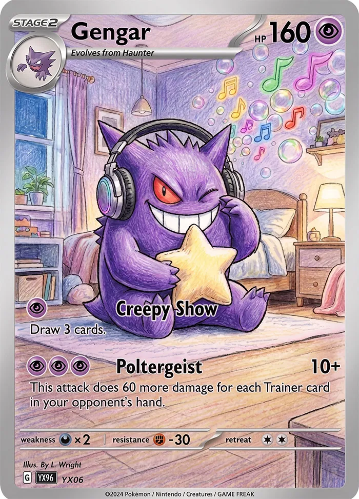 Poke Cards 5Pcs Collection Cards Rare Cards Gengar Trading Game Holo Card Toys For Kids wholesale Gifts Hobby