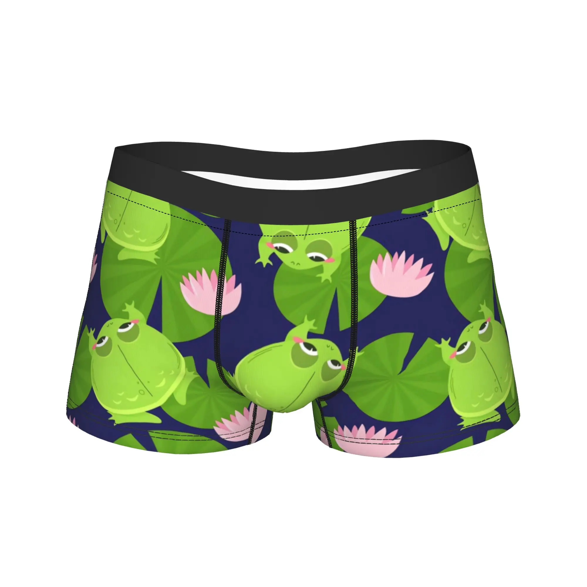 Cartoon Frogs Pattern ()()(1) Trunk  Pouch Underwear Quality Customs Shorts Briefs Novelty Male Panties Big Size 2XL