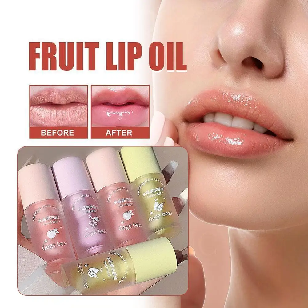 Crystal Jelly Lip Oil Hydrating Plumping Lip Coat For Lipstick Lipgloss Tinted Clear Lip Plumper Serum Lip Care Fruit Lip Balm