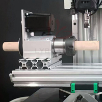 Center height 64mm Rotary axis A axis with chuck for diy cnc router wood milling machine  4th axis rotary axis