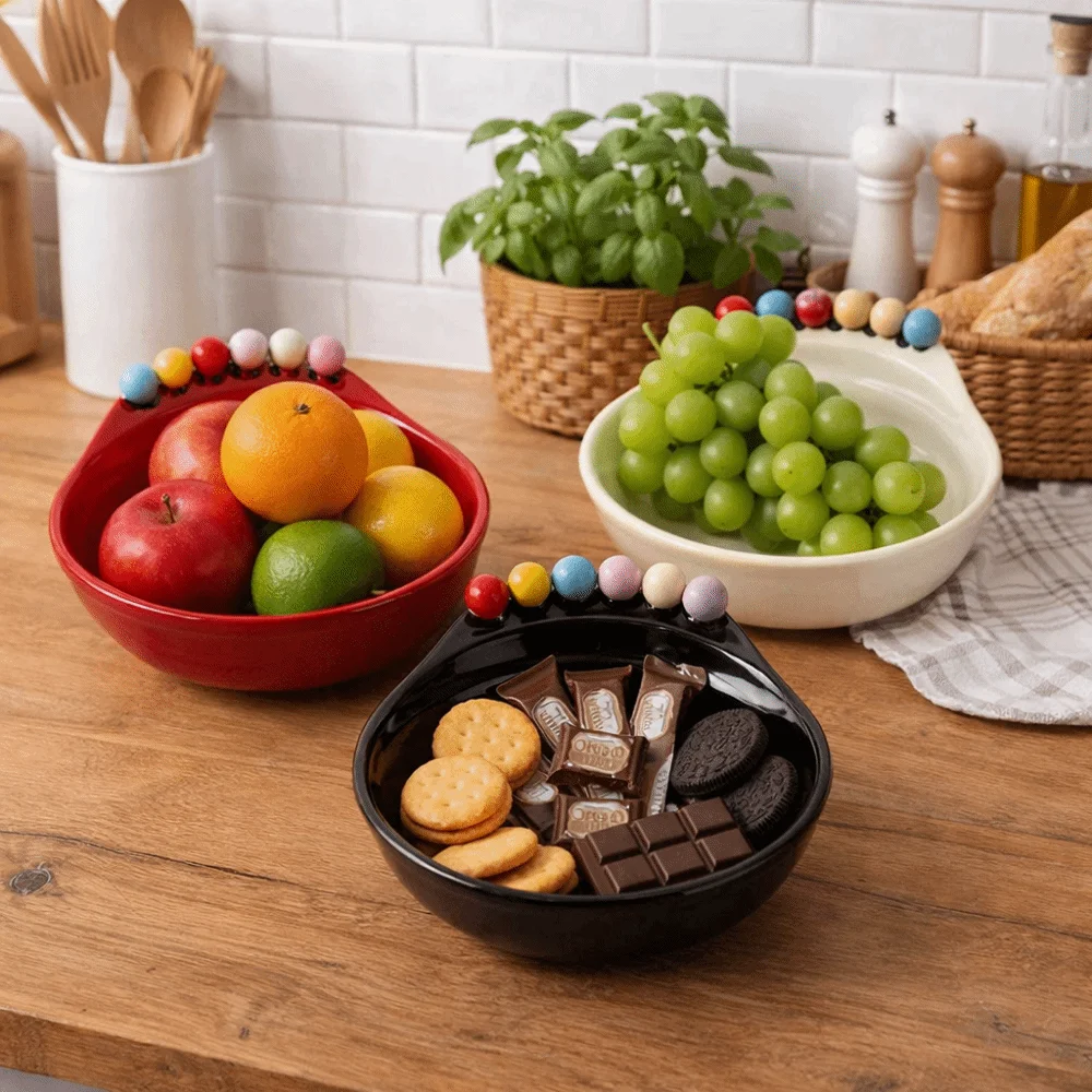 

Декоративная фруктовница с вилкой, большая емкость, геометрический узор, тарелка для фруктов с вилкой, тарелка для закусок из АБС-пластика