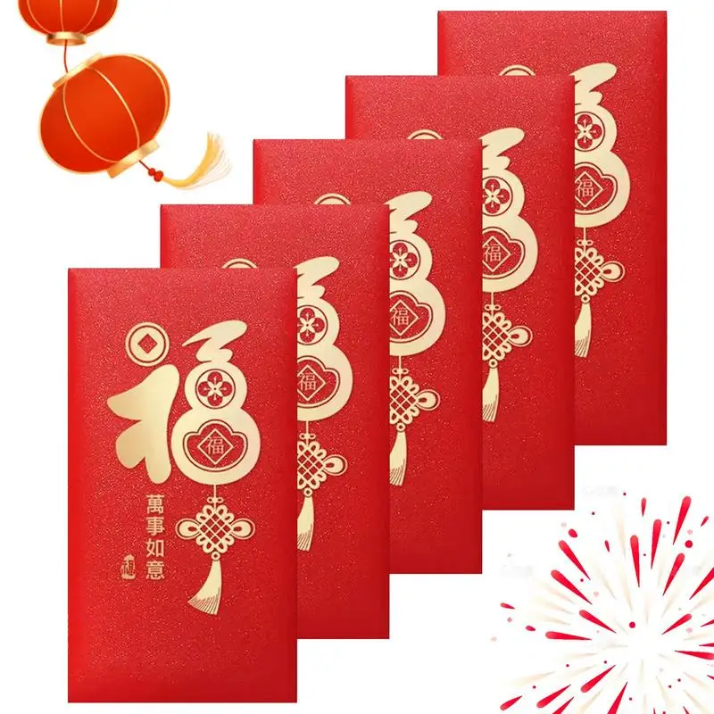 5 buste rosse per Capodanno cinese Hongbao Tasca rossa per Capodanno Festival di Primavera Compleanno Sposarsi Buste rosse per soldi regalo