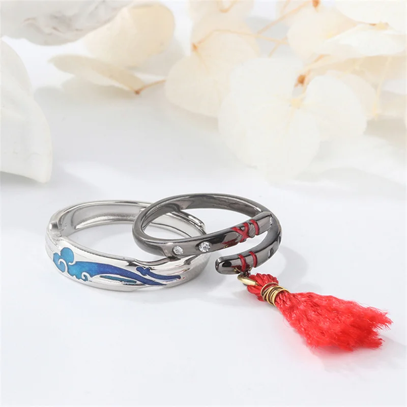 Anime Mo Dao Zu Shi Cosplay Couple Ring Wei WuXian Lan WangJi Lover Rings Ancient Style Jewelry Gift Prop Accessories