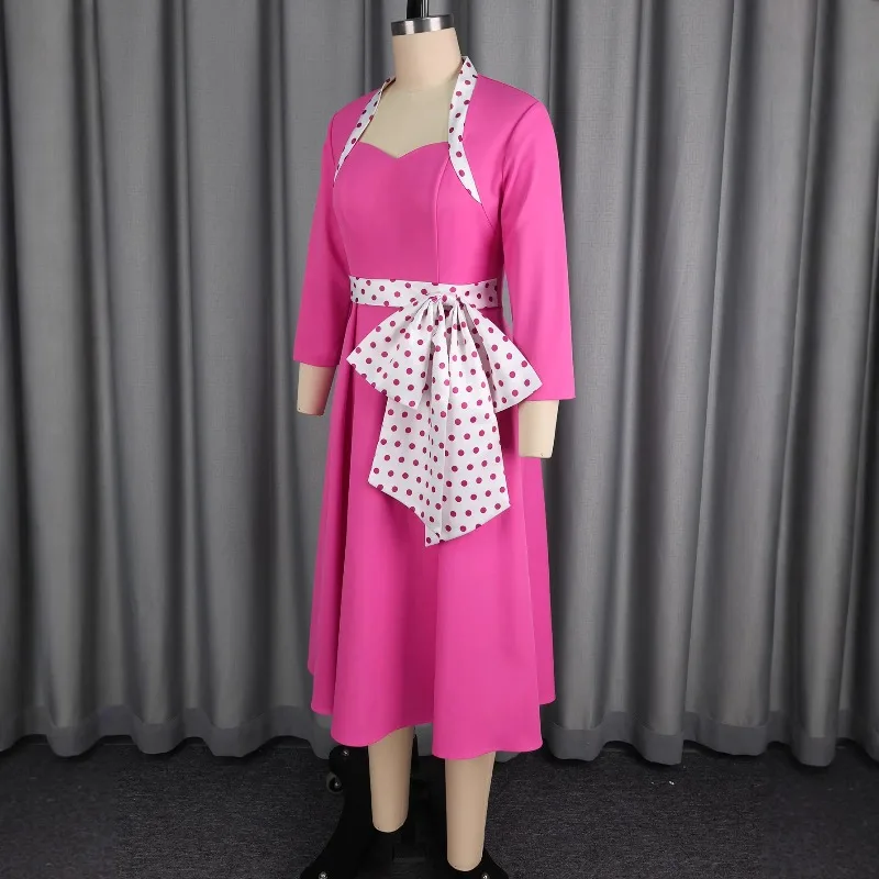 

Elegant Dashiki African Dresses for Women Autumn African Women 3/4 Sleeve Polyester Party Evening Midi Dress Africa Clothing