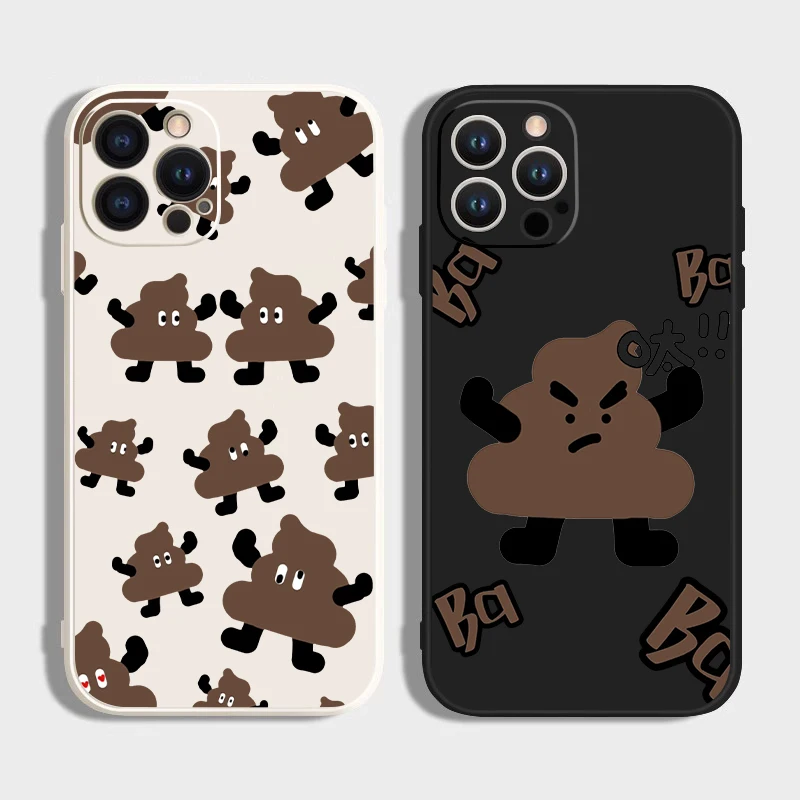 Poop cartoon character For IPhone 16 Pro Max 15 Pro 14 13 12 Mini 11 XS Max XR 7 8 Plu SE 2022 Ferrous Soft Shell Phone Case