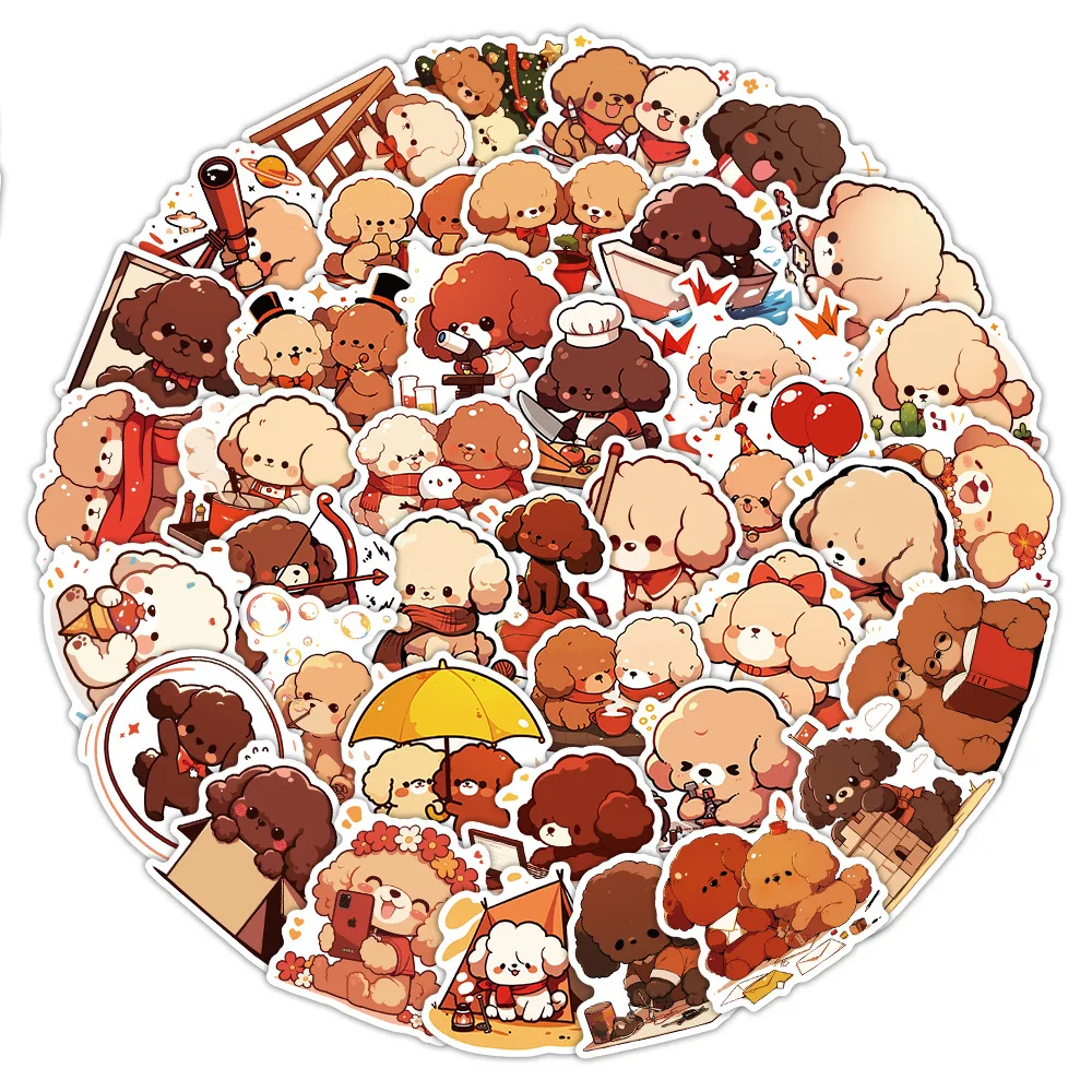 10/30/54PCS Brown Dog Daily Stickers Cartoon Cute Funny Doodle Personal Decorative Decal DIY Skateboard Decal Guitar Kids Toy