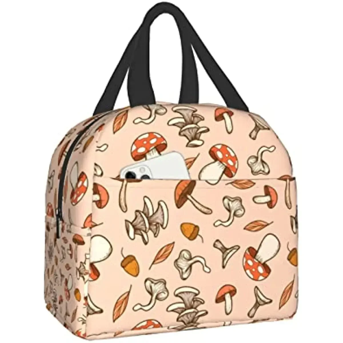 Beautiful Mushroom Insulated Lunch Bag Reusable Lunch Bags Insulated Lunch Meal Bag for Office Travel