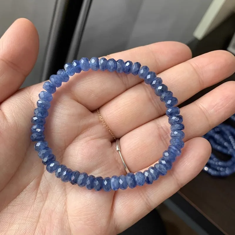 BLUE KYANITE roundelle faceted  bracelet 6-6.5MM 17cm