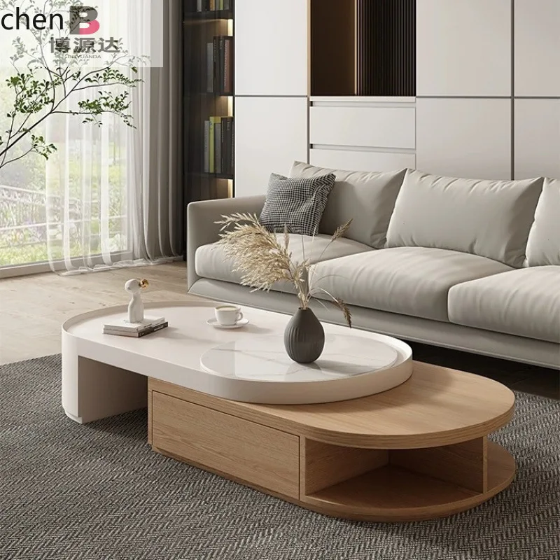 ZML Coffee Table Living Room Home Small Apartment Modern Minimalist Solid Wood Extendable Combination TV Cabinet