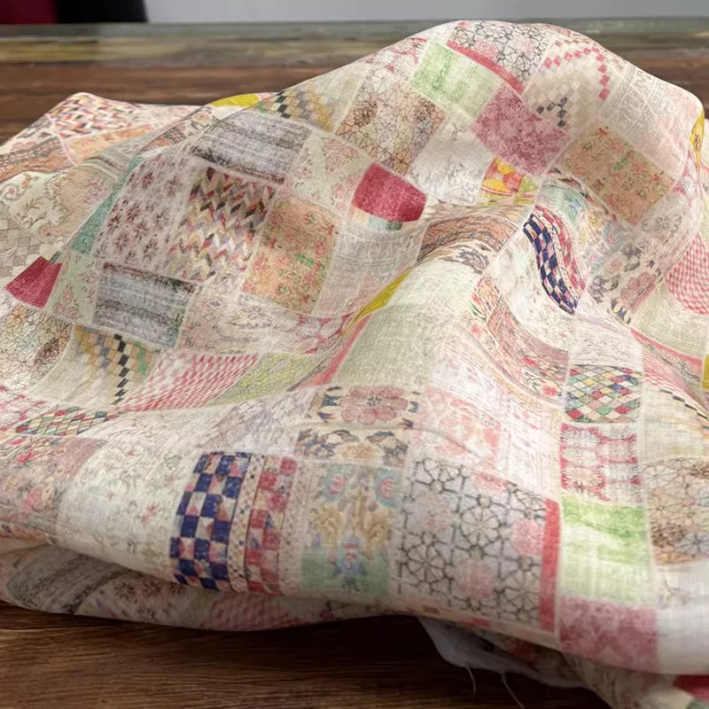 

Ткань из рами в клетку, 1 ярд, высококачественная, новый стиль, для модных платьев и одежды