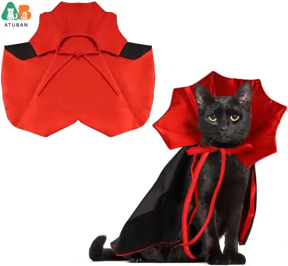 Halloween Cat Vampire Cloak Costume Halloween Adjustable Pet Cape Costume Clothes,Pet Accessories Costume Outfit Decor Cowl