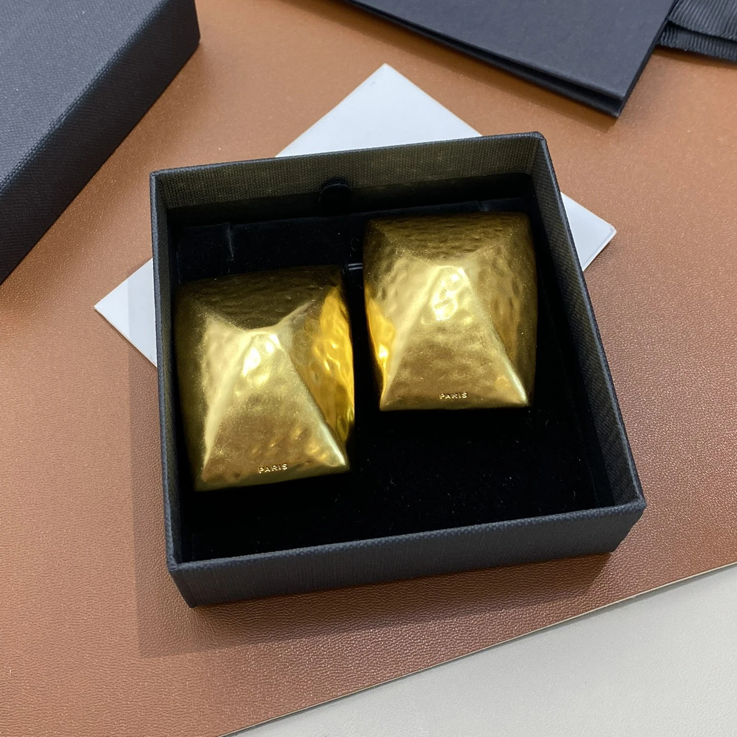 Europe Fashion Famous Designer Brand Brass Plated Gold Rectangle Ear Clip Big Earrings Women Top Quality Luxury Jewelry Trend