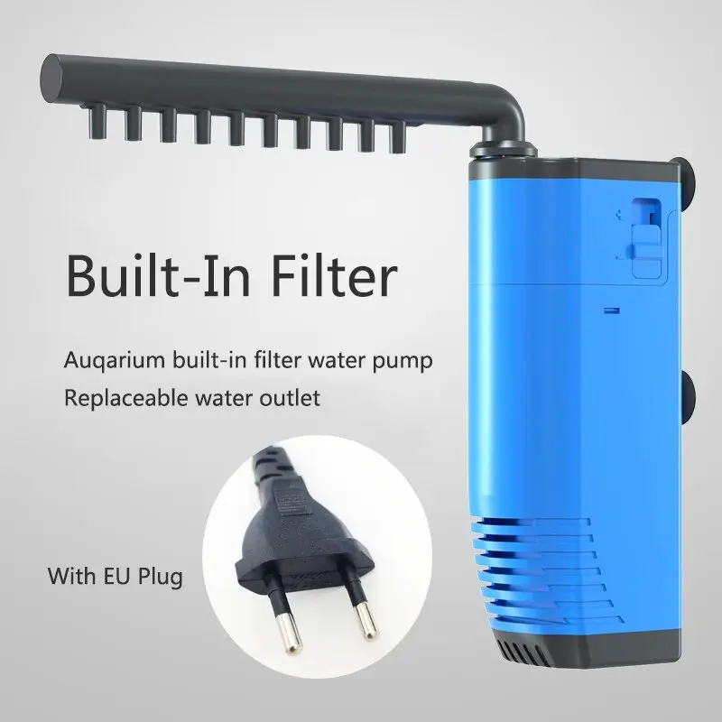 220V Aquarium Fish Tank Built-in Filter Aeration Water Purifier Internal Submersible Pump Oxygenation Filter Pump For Fish 3W