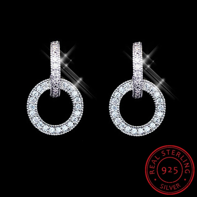 Moissanite Diamond Earrings 925 Sterling Silver D Color VVS1 Moissanite Classic Round Circle Stud Earrings For Woman Jewelry