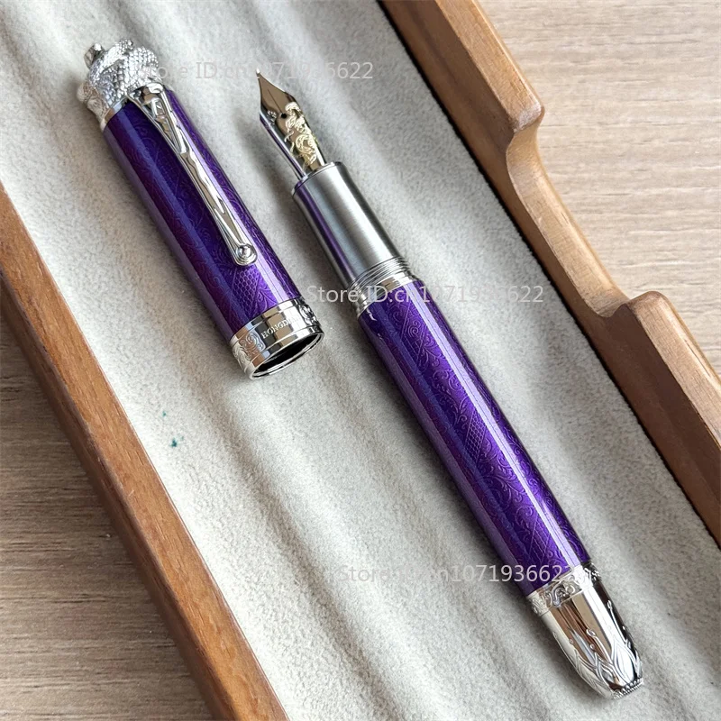 

Только фиолетовый Hongdian N25 Snake Year Limited Металлическая смола Зеленый/Синий Поршневая ручка Snake Gem Зажим для ручки No 6 Перо для делового письма
