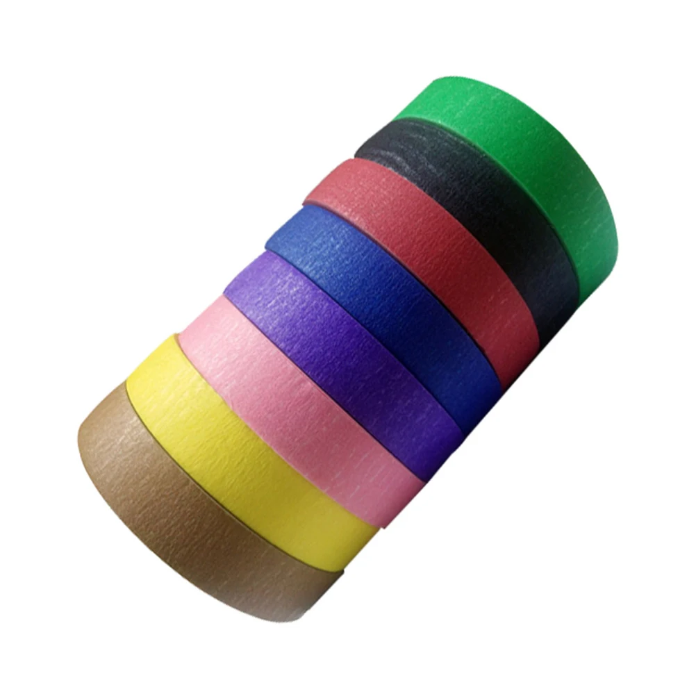 

6pcs Colorful Masking Tape Textured Paper Adhesive Strong Sticky Wrinkle Spray Tape For Party Wall Floor Clothing Stage