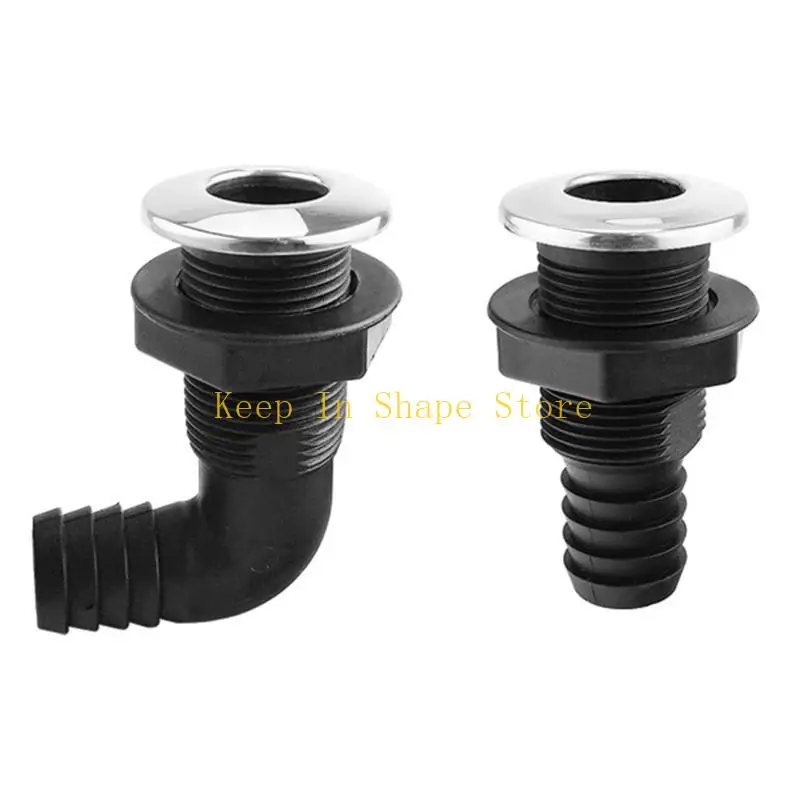 20 25mm 나일론 플라스틱 선체 통과 배수구 피팅, 림 펌프 에어레이터 호스용 보트 해양 요트 액세서리