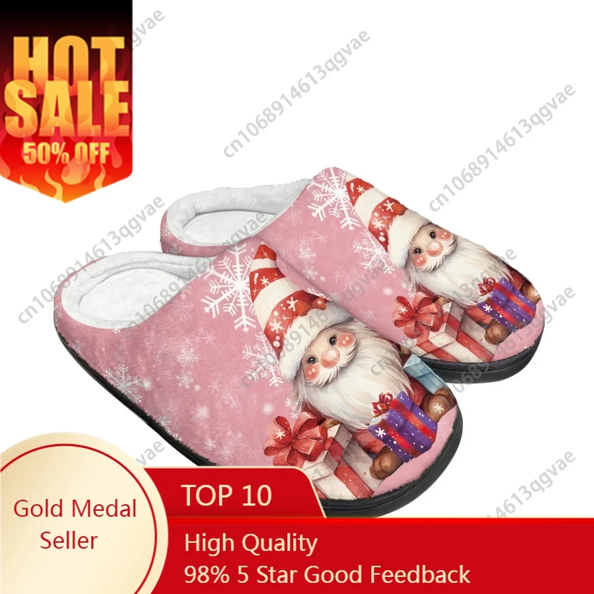 

Pink Gift Deer Winter Christmas Santa Claus Home Cotton Slippers Mens Womens Teenager Plush Bedroom Keep Warm Custom Slipper