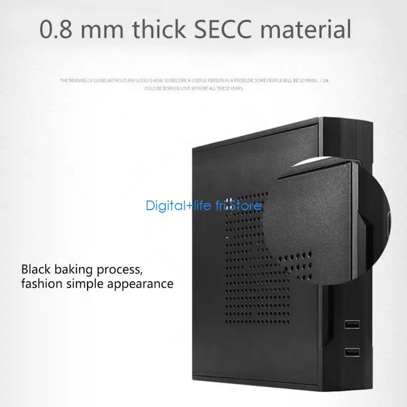 

E06D Desktop Mini ITX Computer Case Metal Small Chassis Support 2.5'' HDD USB2.0x2