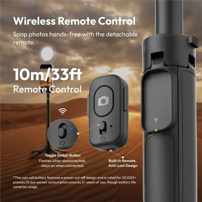 ABGI-MT40 2-In-1 Magnetic Mini Selfie Stick With Fill Light Portable Bluetooth Functionality For Phone Tripod Handle