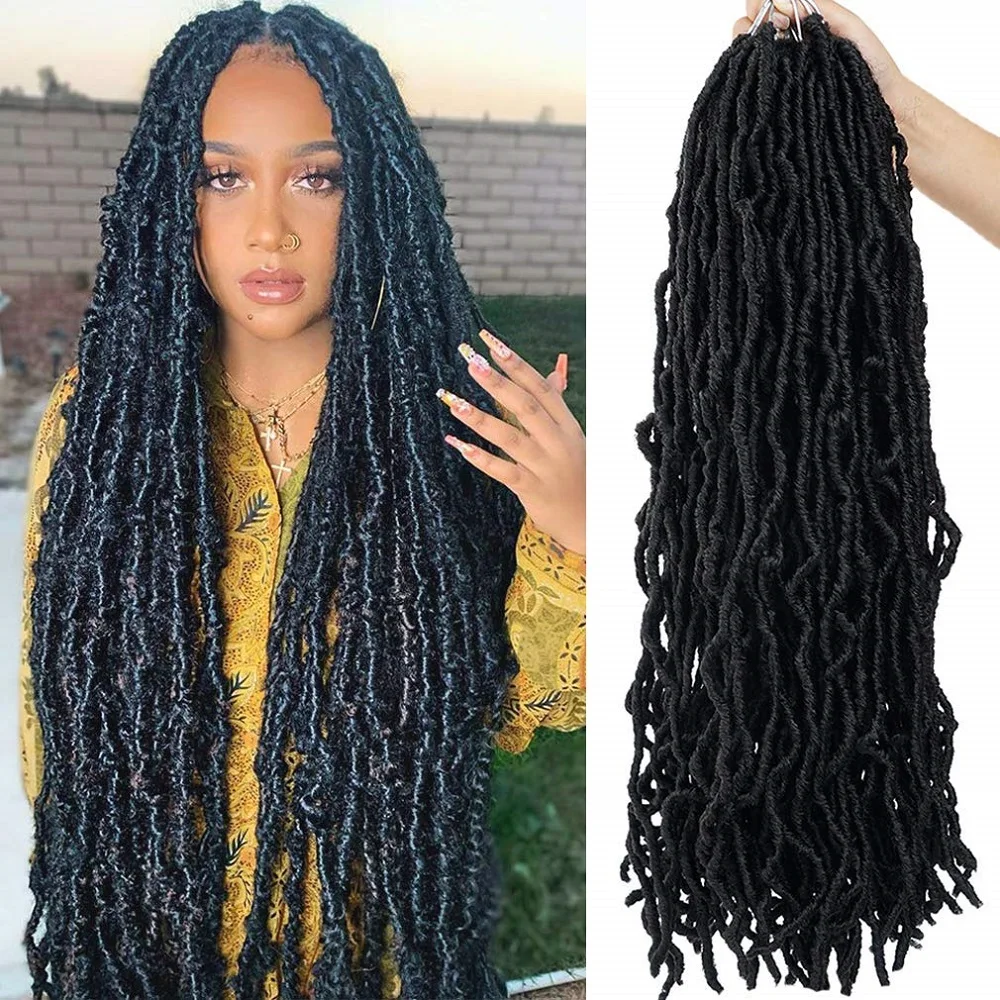 

QP hair Nu Locs Crochet Hair 18 24 Inch Long Soft Faux Locs Hook Braids Curly Dreadlock Braiding Hair Extensions Afro Curl