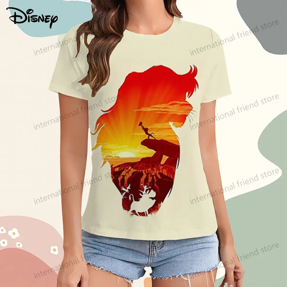 Women\'s Simba Disney The Lion King T-shirt Leisure Short Sleeve Tee 2024 Y2k O Neck Summer Youthful Woman Clothes T-shirts Tops