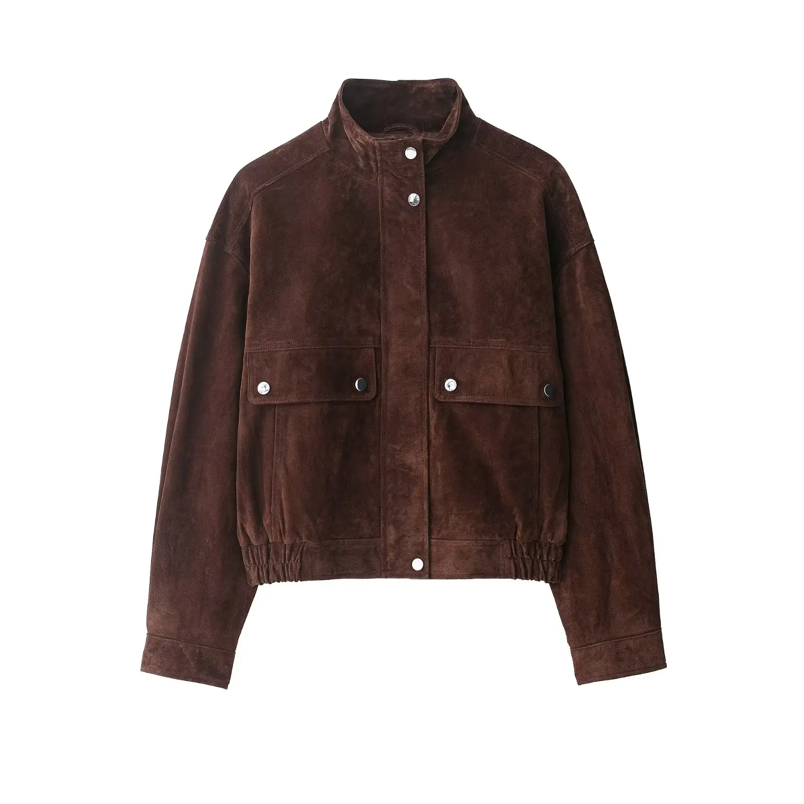 

2025 New Women's Elegant Workwear Jacket Long-Sleeve Pocket Top Solid-Color Casual Oversized Jacket Women's Pilot Jacket