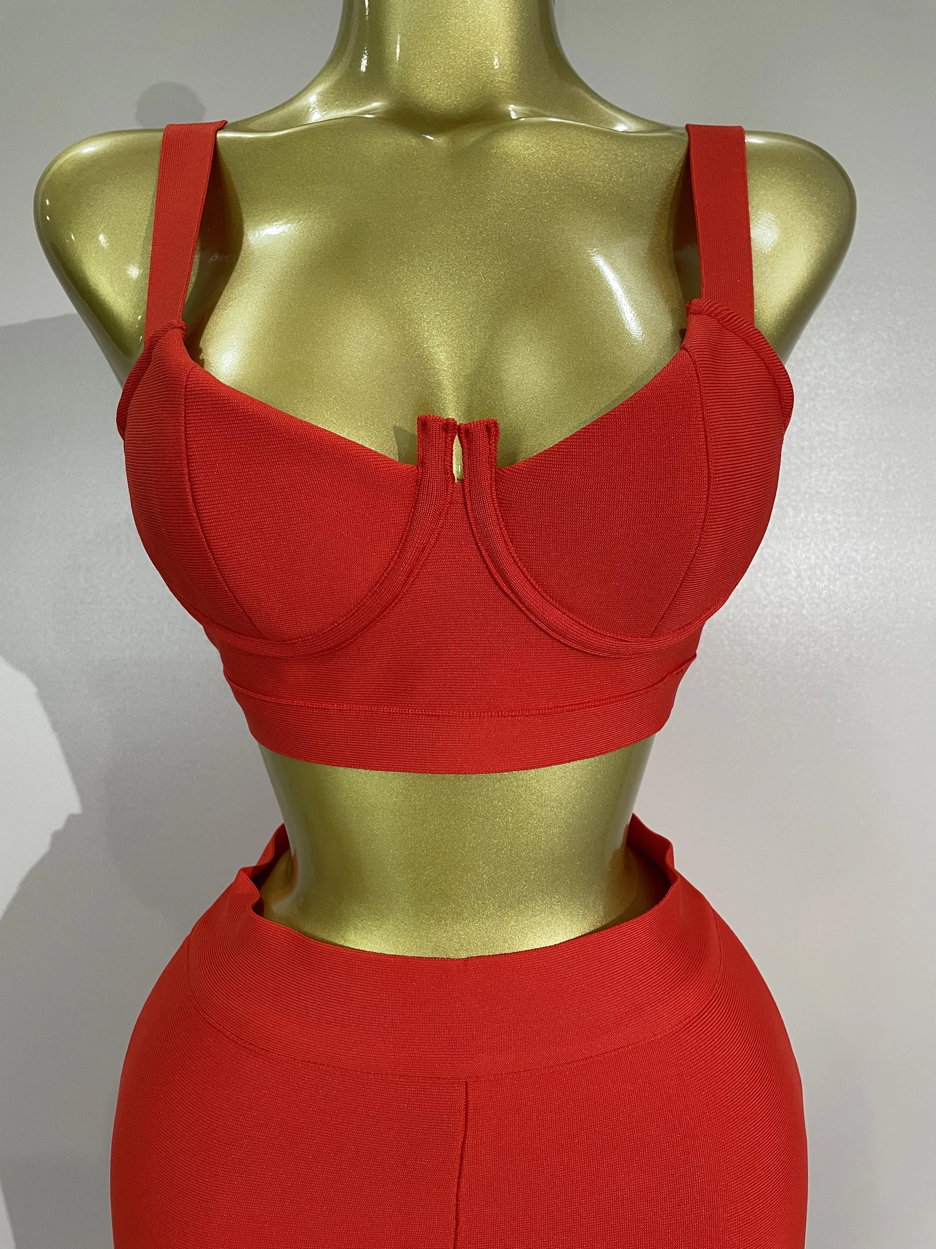 

9 Colors Sexy Bandage Crop Top Pant Stretch Set Women Evening Party Nightclub High Street Fashion Elegant Luxury Birthday Outfit