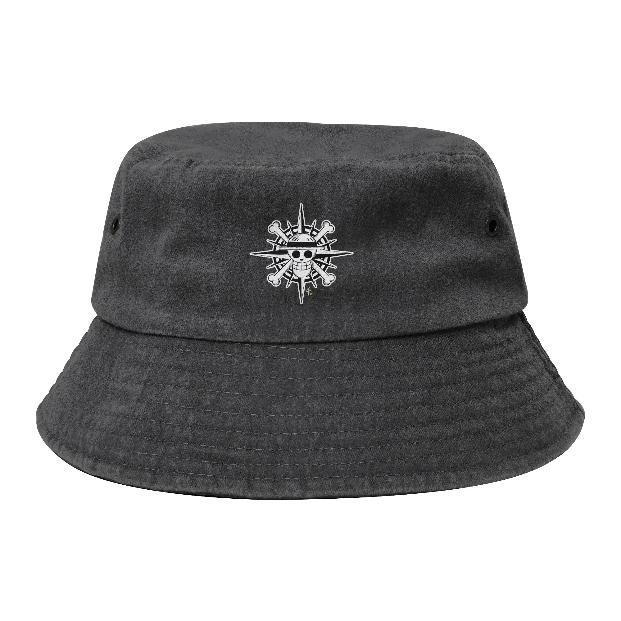 One Piece Flag Jolly Roger Bucket Hats for Men Women Vocation  Distressed Cotton Sun Hat UV Protection for Outdoor Fishing Caps