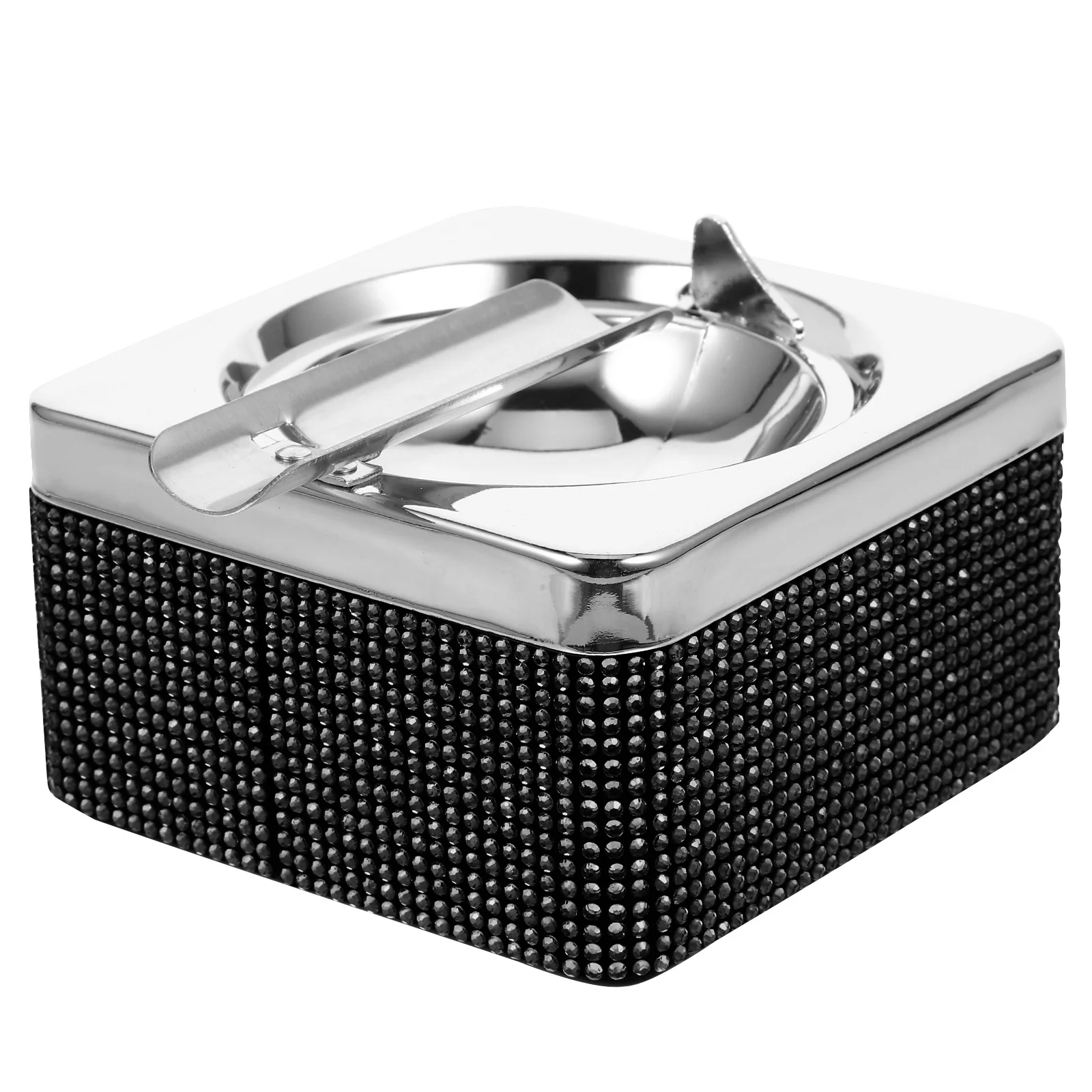 

Ashtray with Lid Car Ashtrays for Cigarettes Indoor Square Outdoor Patio Black Decorative Metal