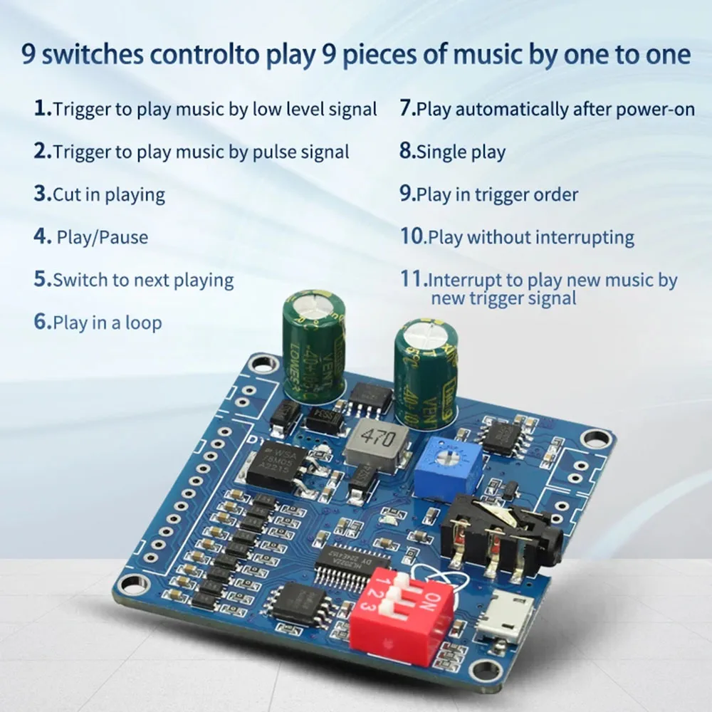 12V24V10W20W Voice MP3 Player Module One-On-One Triggering Custom Audio 32M Storage DY-F20L