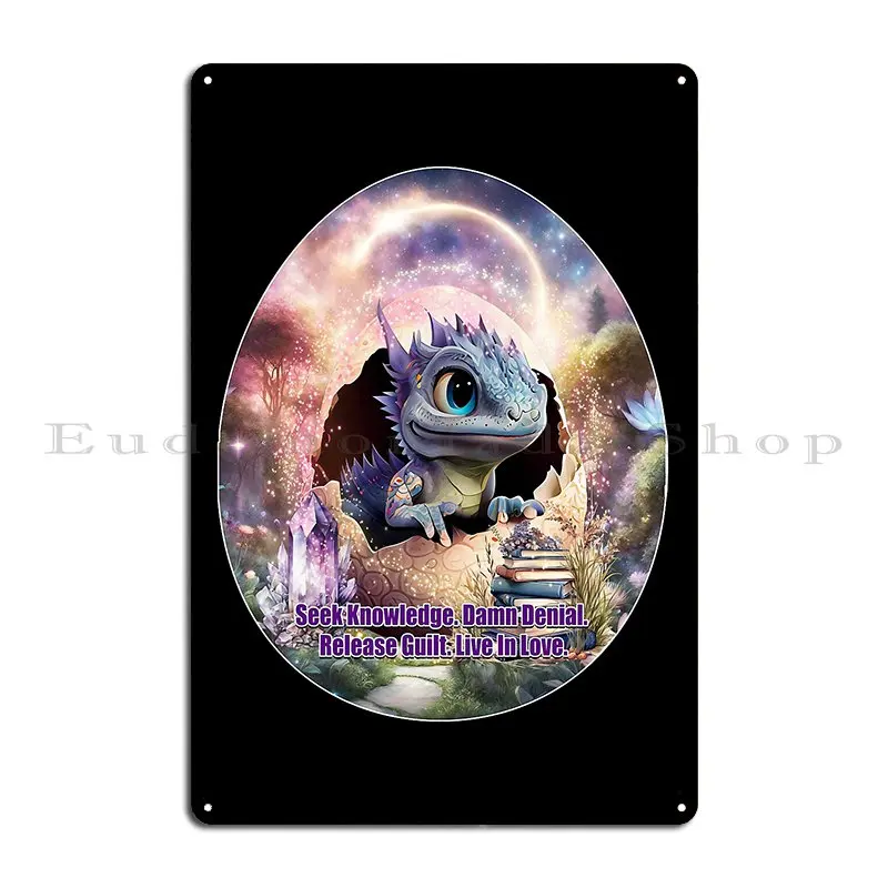 Baby Dragon Seek Knowledge Metal Sign Cinema Wall Cave Wall Decor Customize Club Tin Sign Poster