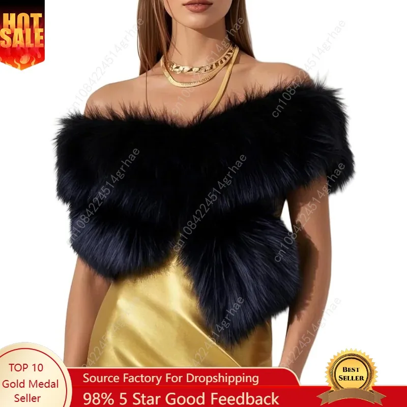 

Barelove Long Women's Faux Fur Collar Scarf Wrap, Cold Winter Warm Wrap Stole Scarf Shawl Shrug Neck Warmer