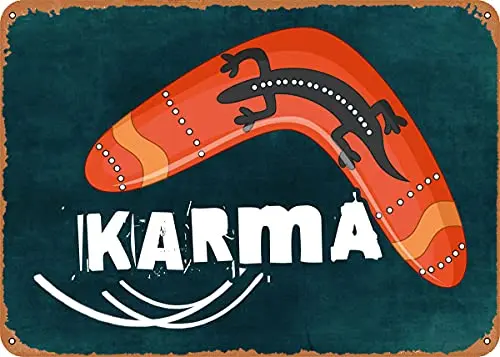 Karma Boomerang Metallschild im Vintage-Look, Patent-Kunstdrucke, Retro-Geschenk