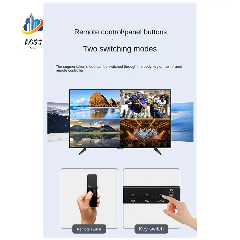 

AC57-4K 30Hz 1080P -Compatible Switcher 5 Modes Switcher Support 3D Multi-Screen Switcher Easy Install EU Plug